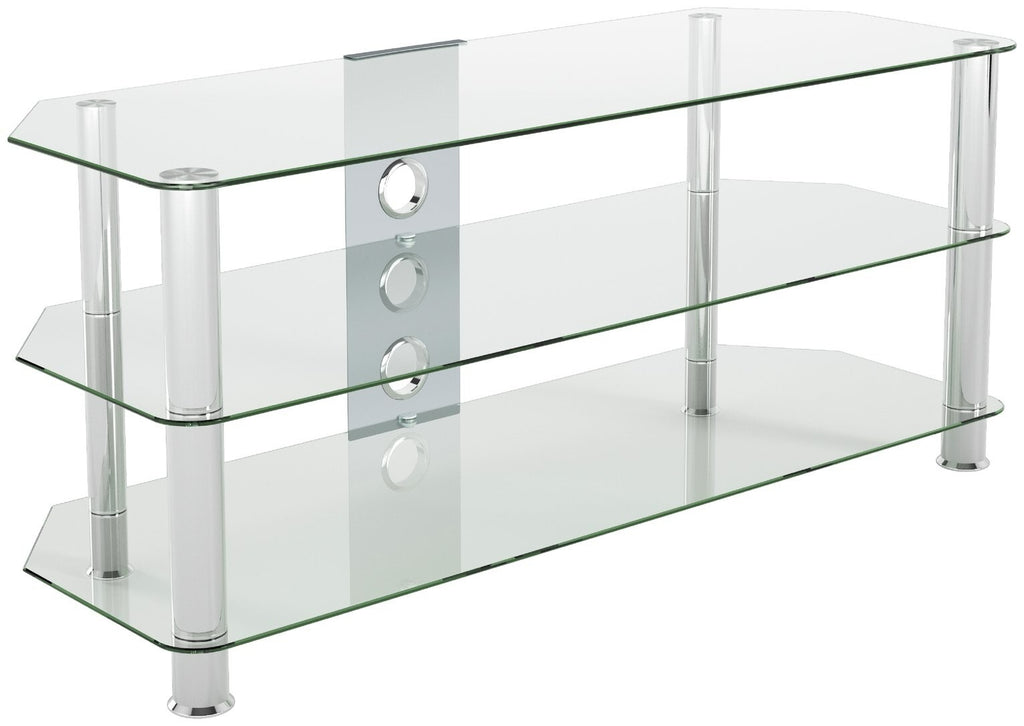 AVF Clear Glass Up to 55 Inch TV Stand - Silver