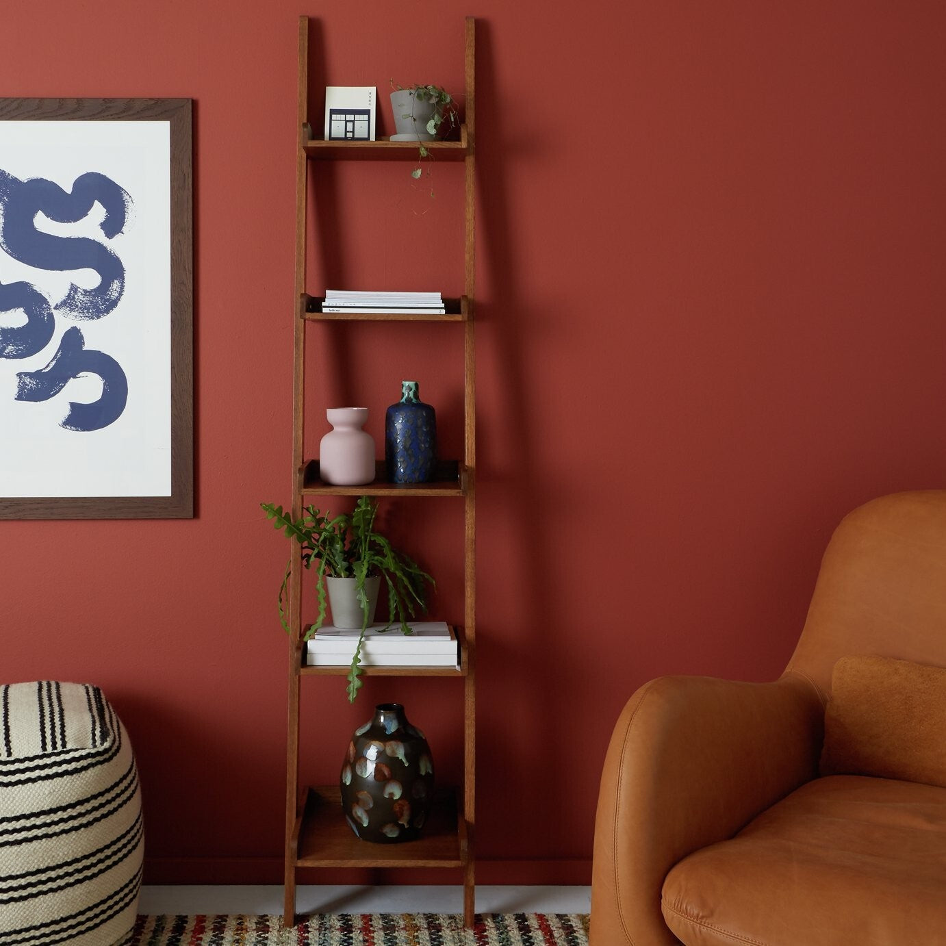 Habitat Jessie Tall & Narrow Ladder Shelf - Walnut Veneer