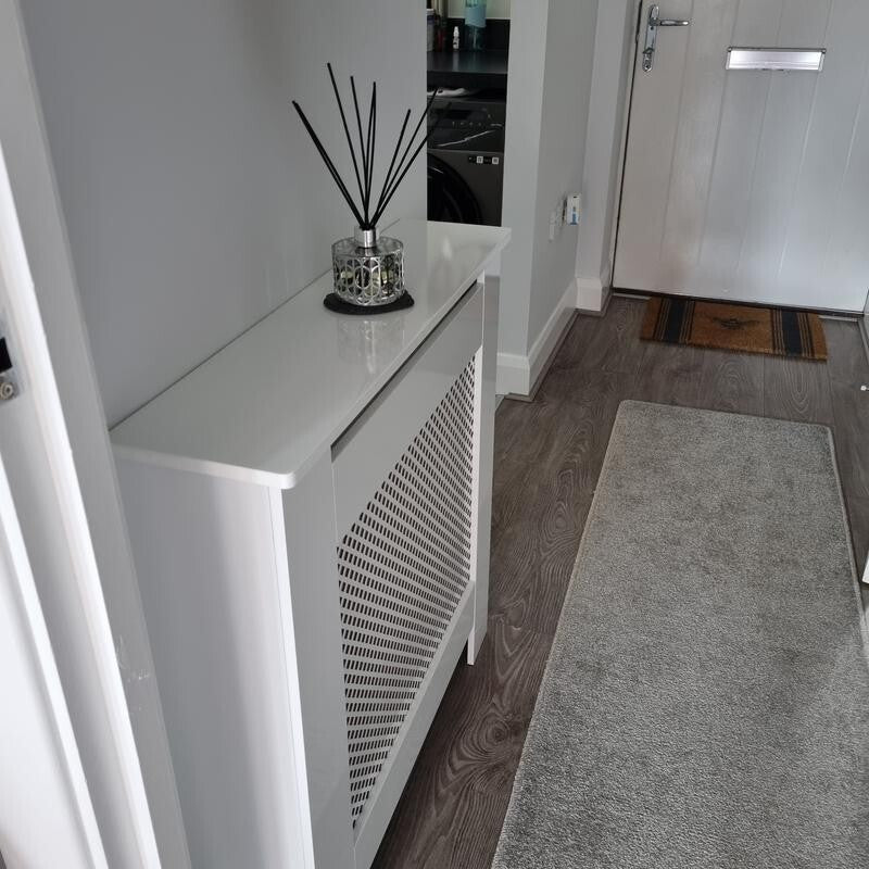 Habitat Odell Small Radiator Cover - White | Lattice Panel MDF Cabinet Cover