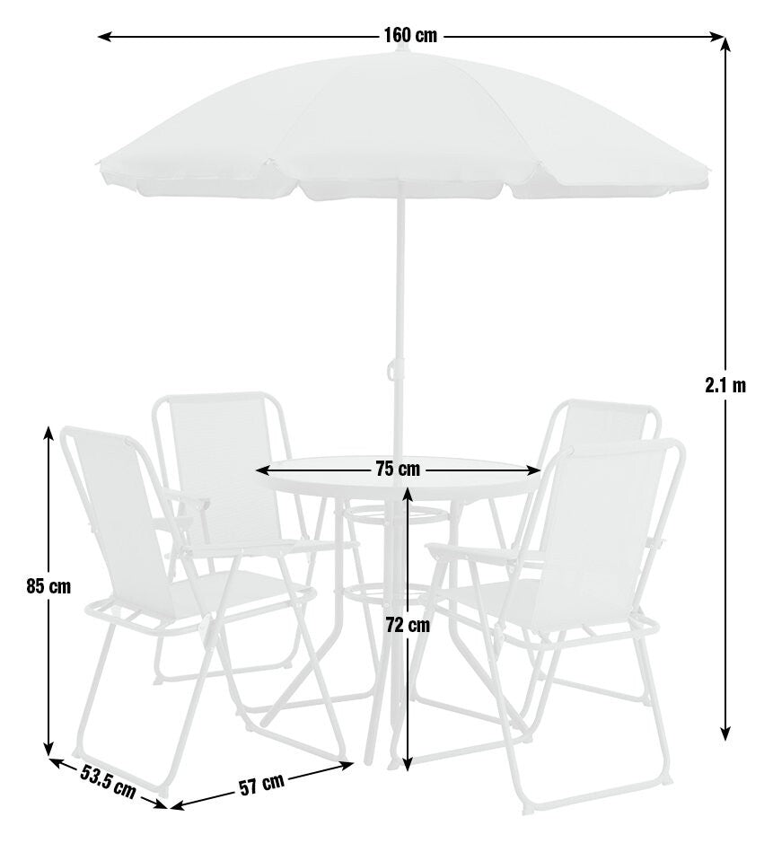 Home 4 Seater Metal Patio Set - Light Grey