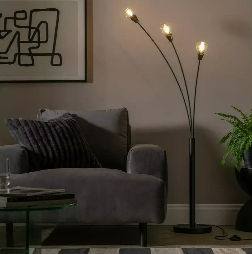 Curico 3 Light Floor Lamp - Matt Black