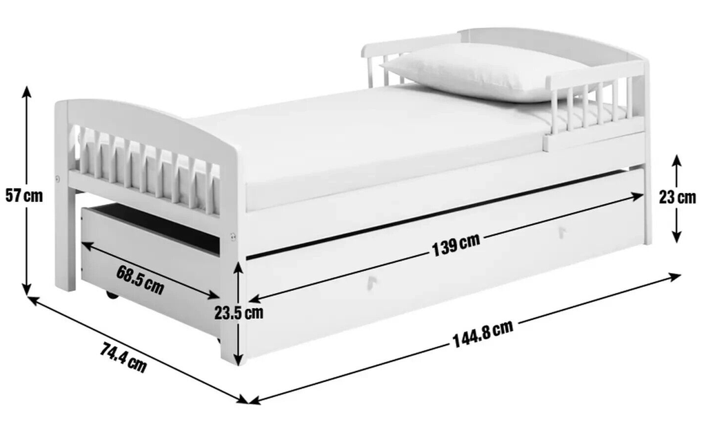 Jesse Toddler Bed With Drawer - White ( B Grade 19056 )