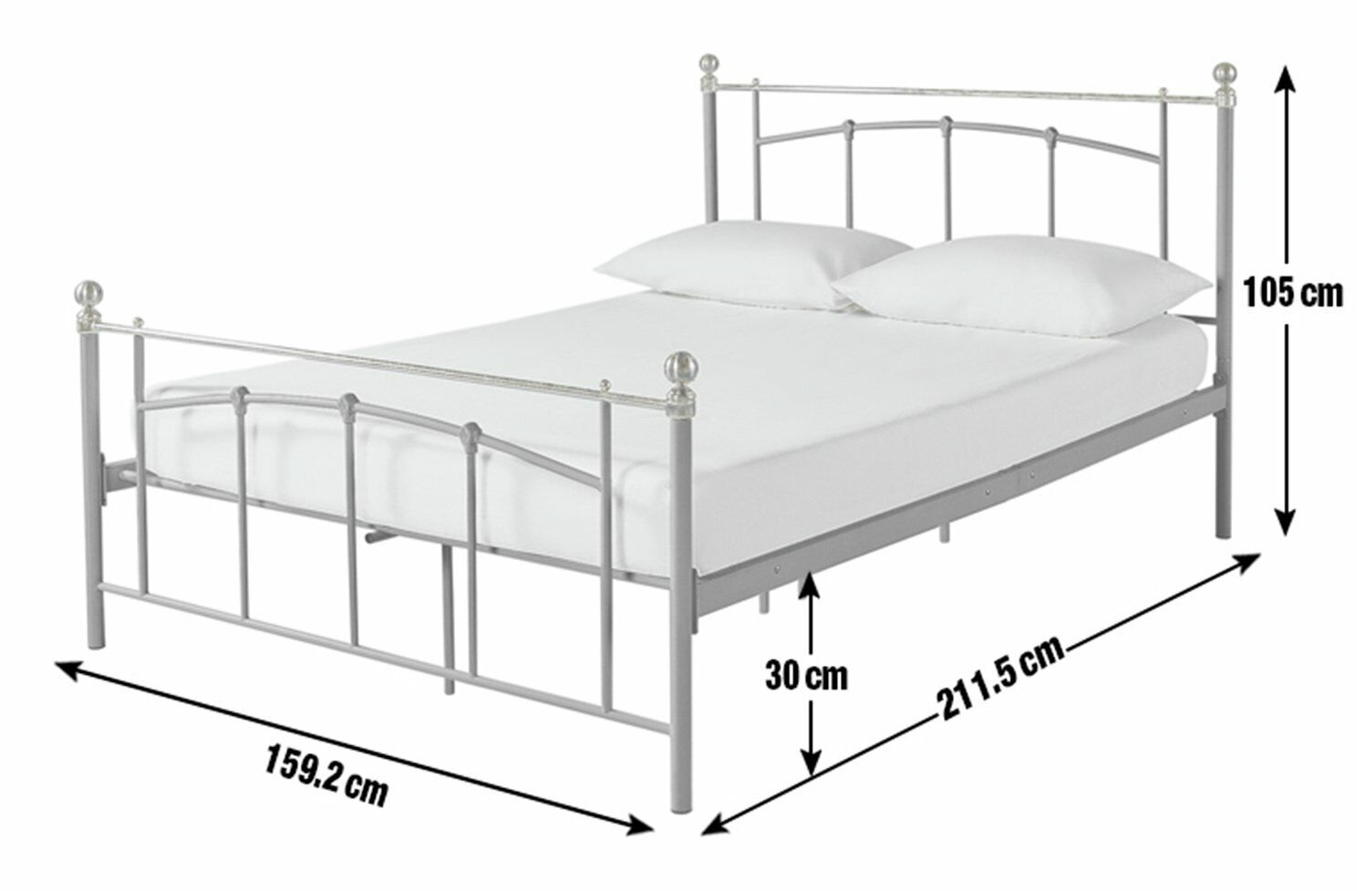 Home Yani Kingsize Metal Bed Frame Black | Sturdy Durable Mattress Support Base