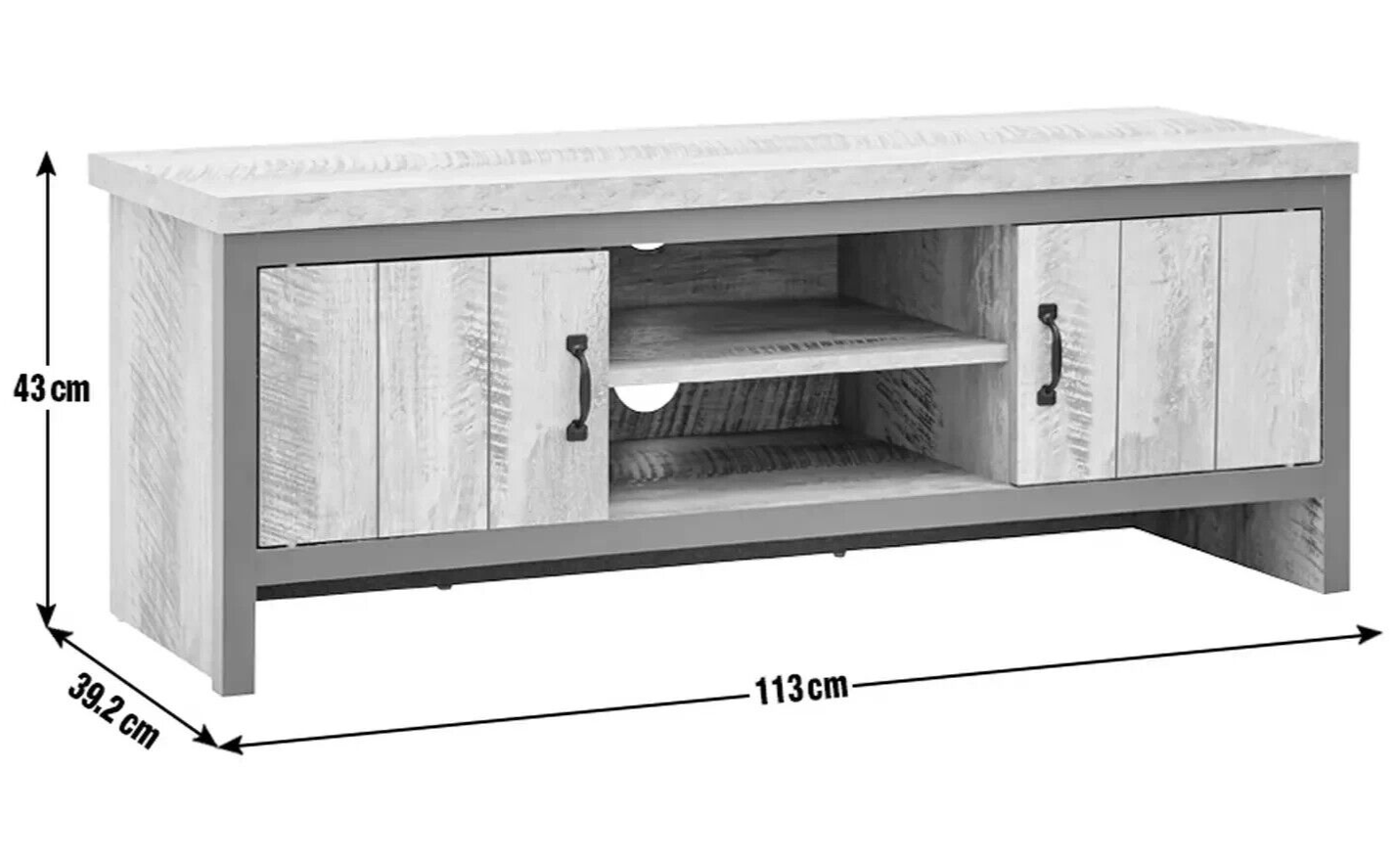 GFW Boston 2 Door TV Unit - Grey