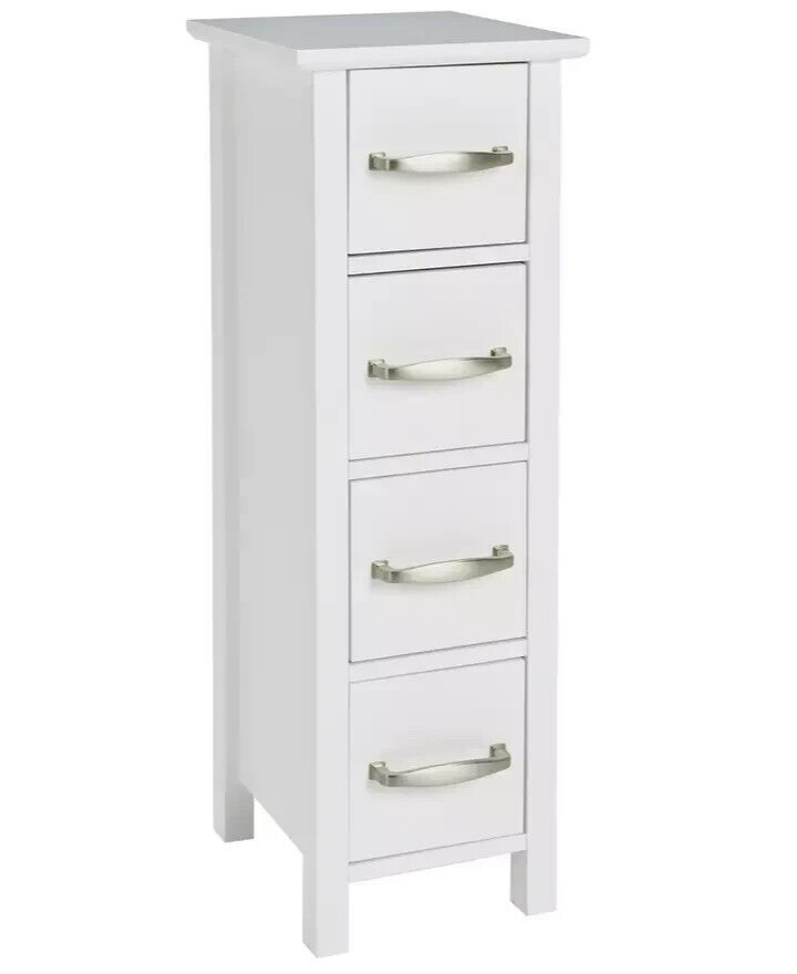 Tongue & Groove 4 Drawer Slimline Unit - White