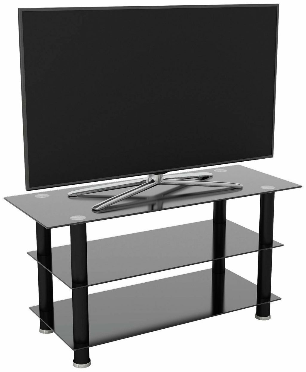 AVF TV Stand With Storage in Black - Up to 50 Inch TV Unit Glass - 100cm Wide
