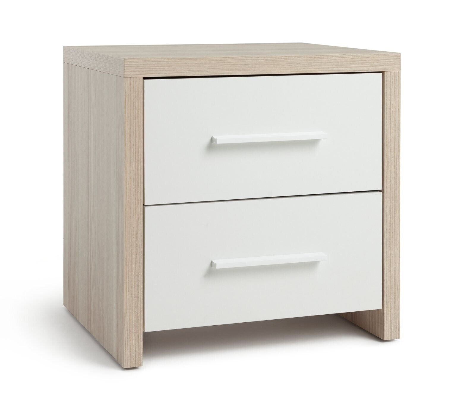 Broadway 2 Drw Bedside Table - White & Oak
