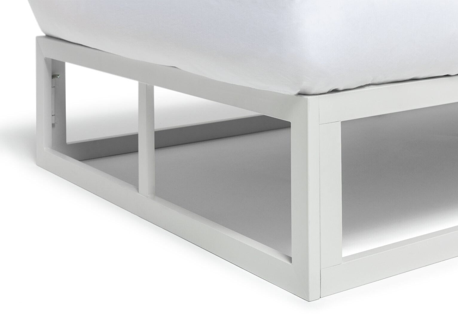 Platform Single Metal Bed Frame - White