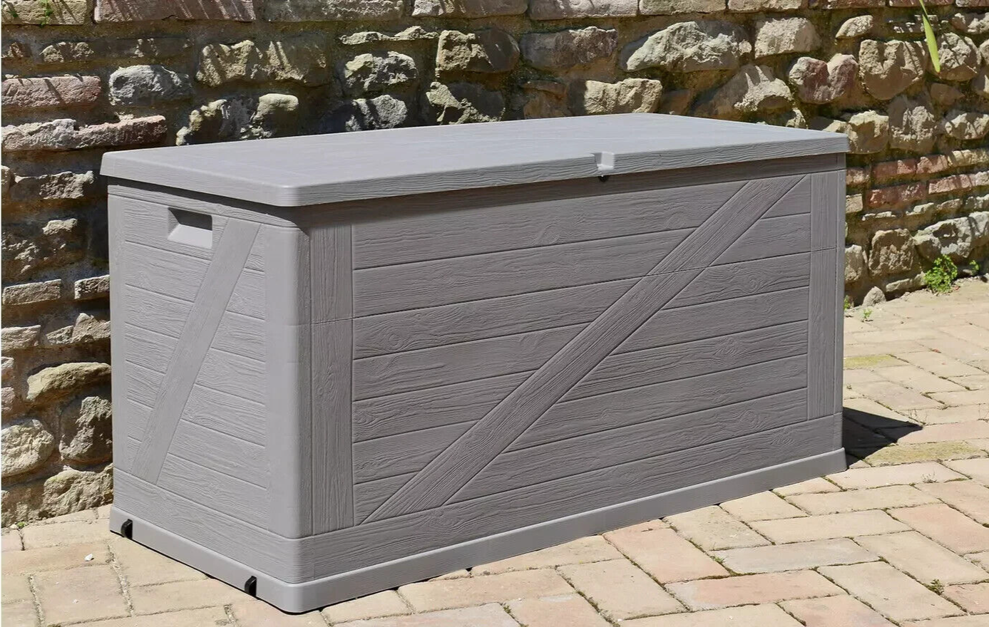 Toomax 420L Wood Effect Cushion Storage Box - Grey