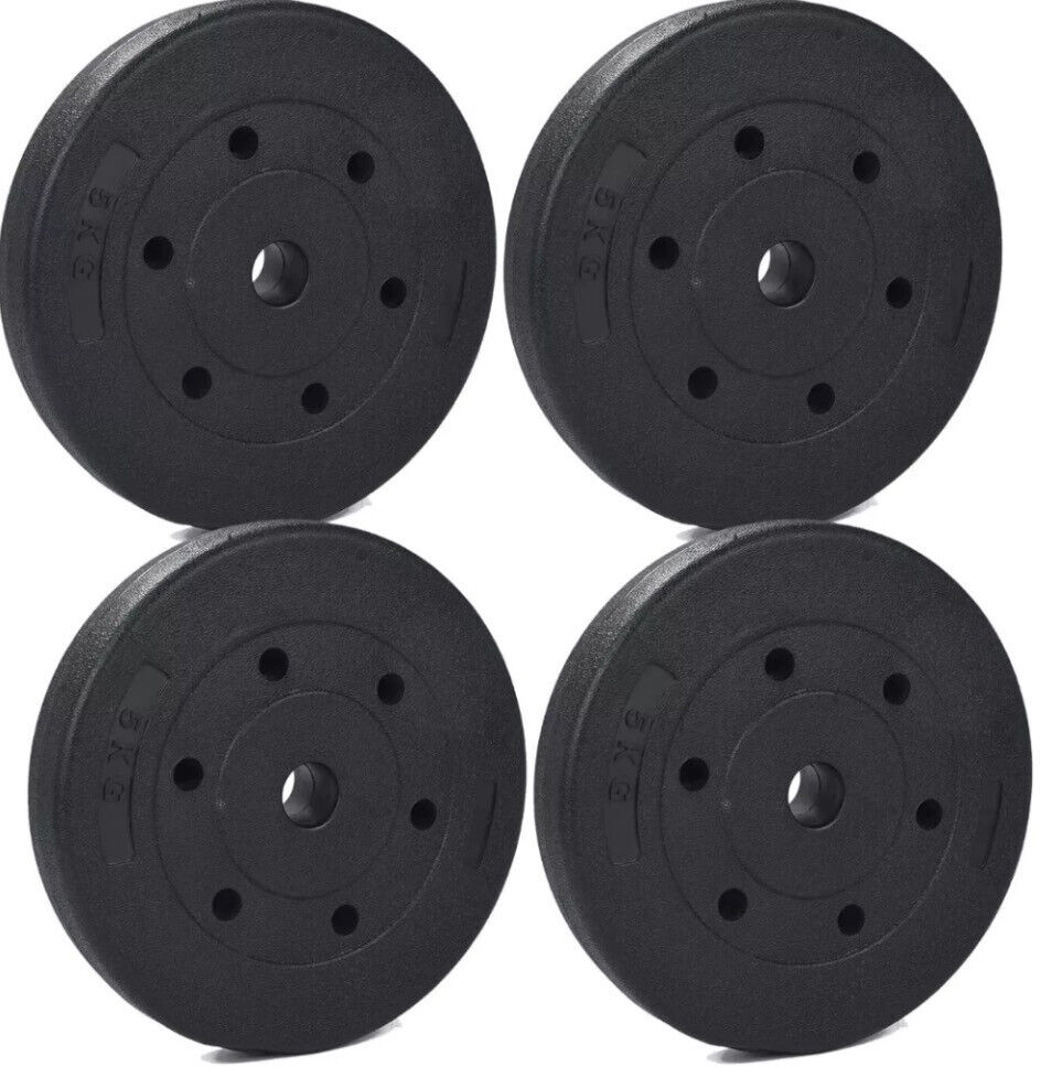 20kg Weight Plates Set For Dumbbells & Barbell - 1 Inch 4x 5kg Discs
