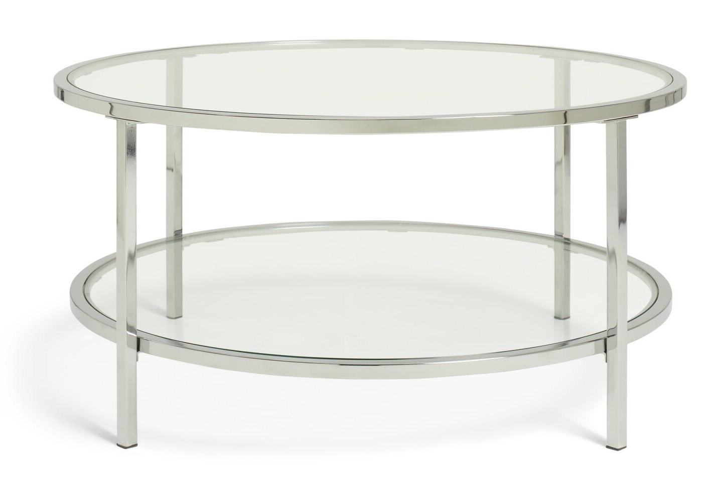 Habitat Home Boutique Round Coffee Table - Silver | Glass Top Modern Living Room