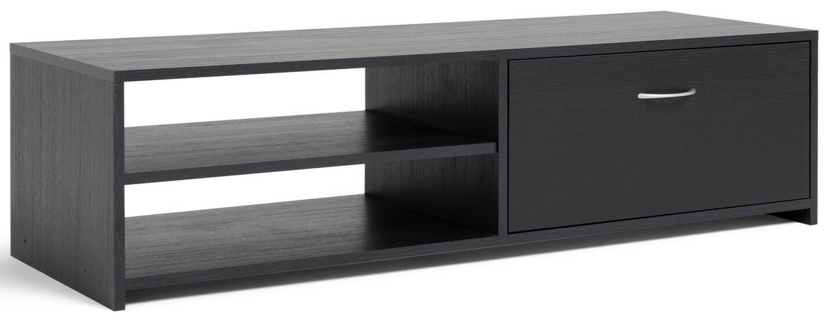 Home Squares 1 Drawer TV Unit - Black | Black TV Stand Cabinet Oak Effect Media