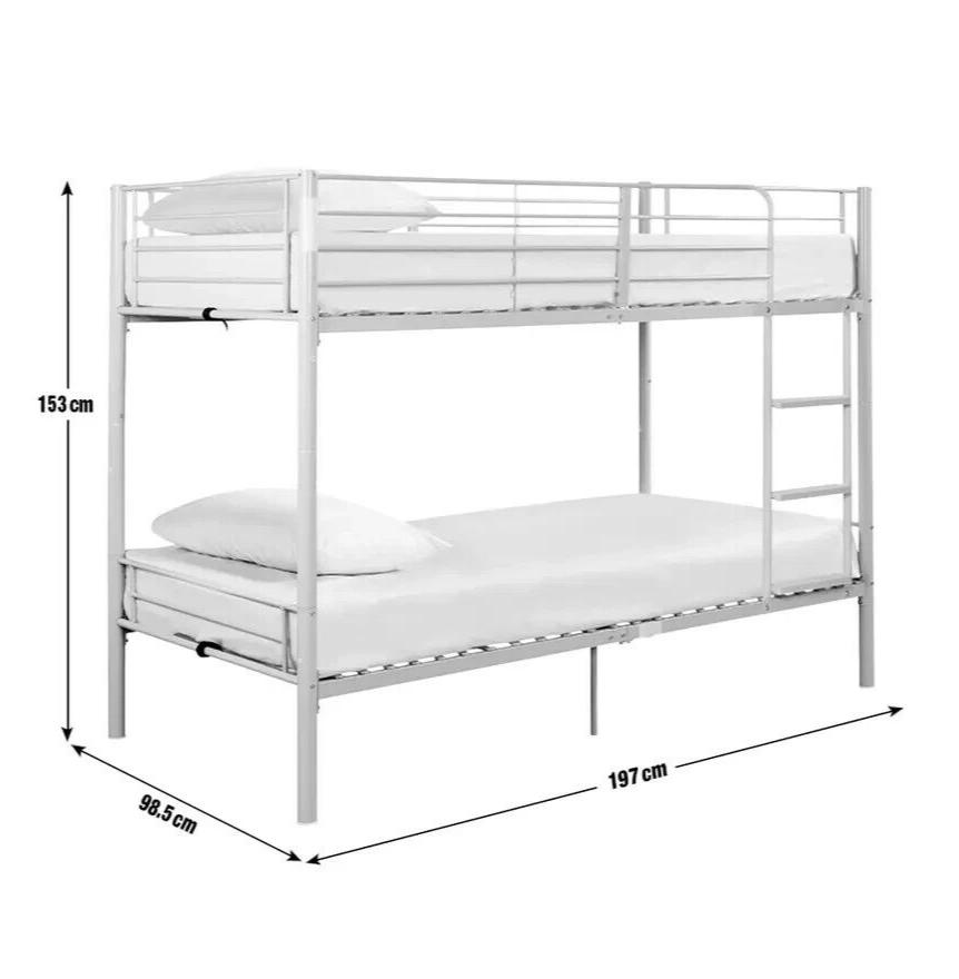 Home Mason Take Home Today Metal Bunk Bed White | Sturdy Space Saving Bed Kids