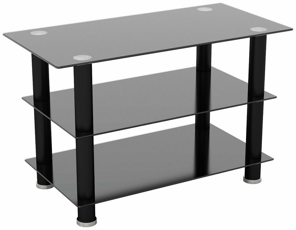 AVF TV Stand With Storage in Black - Up to 40 Inch TV Unit Glass - 80cm Wide