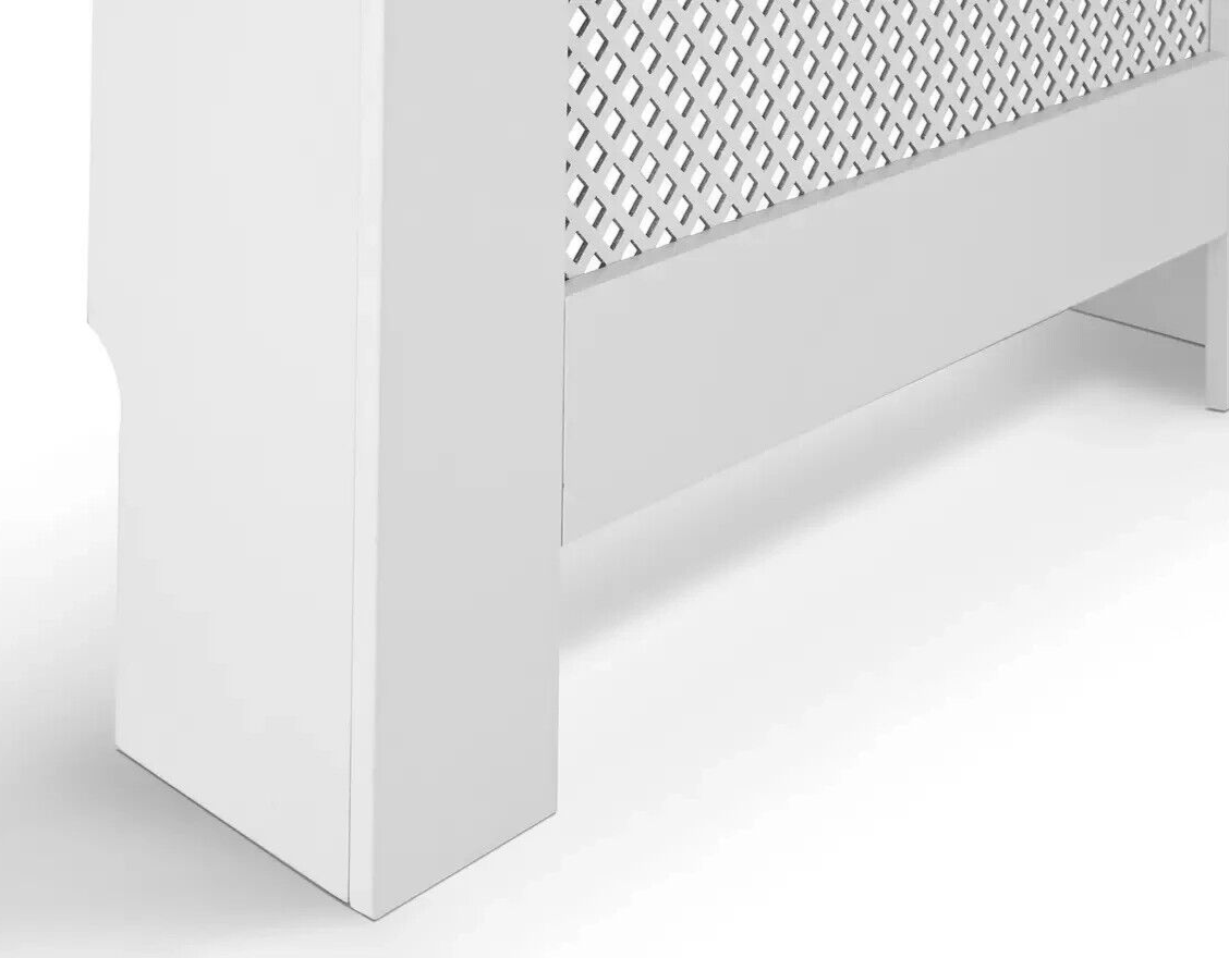 Habitat Odell Mini Radiator Cover White | Lattice Panel MDF Cabinet Heater Cover