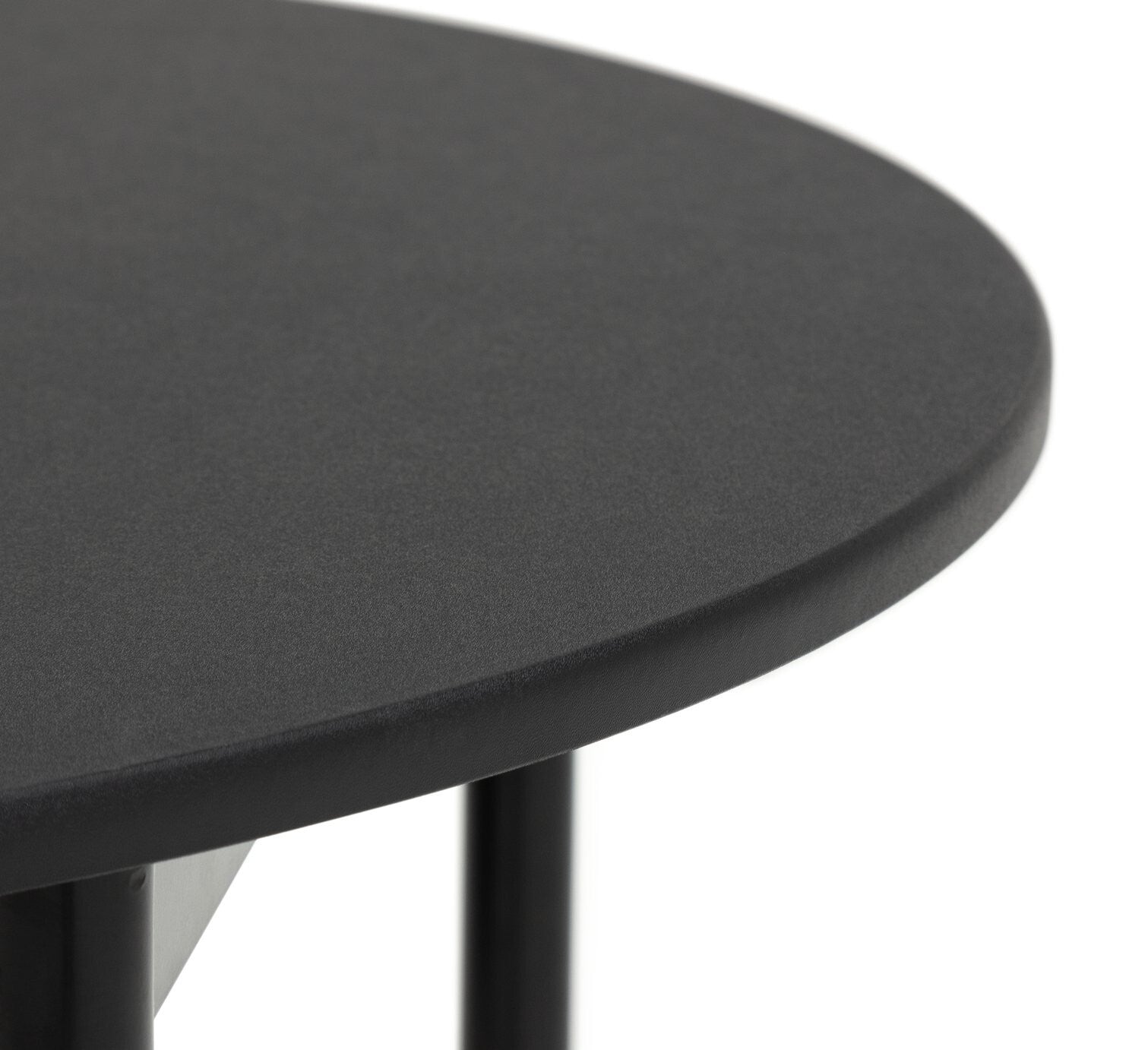 Stella Round Modern Dining Table and 2 Black Chairs 80cm - Wood Effect