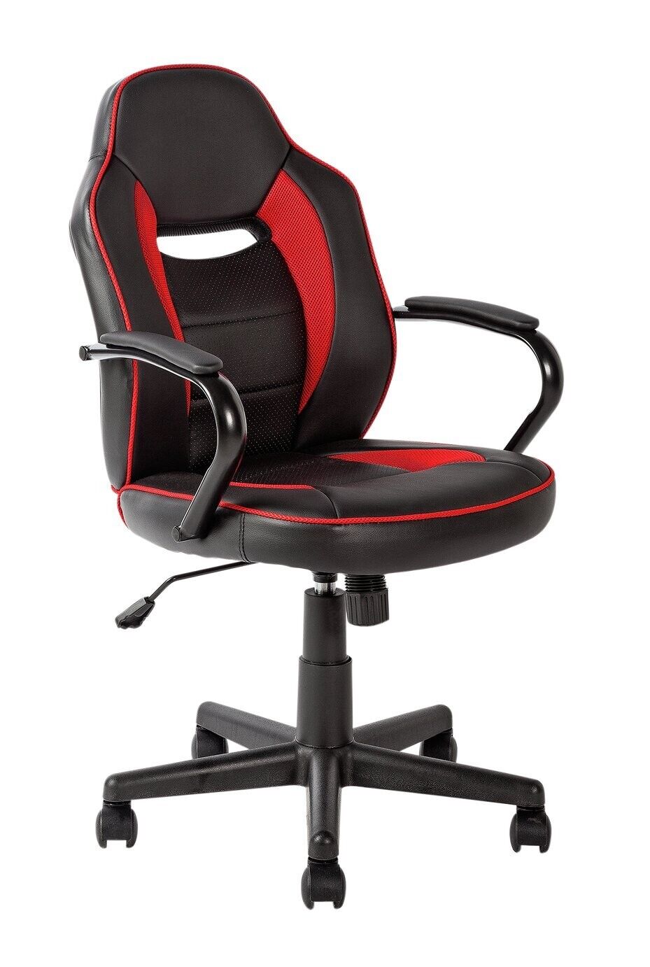 Faux Leather Mid Back Gaming Chair - Red & Black