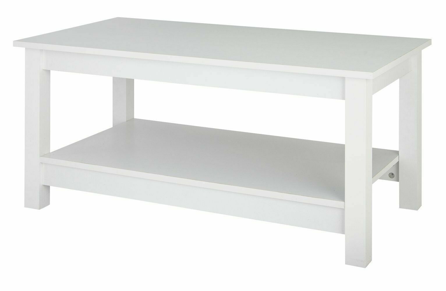 Home Malibu Coffee Table - White | Rectangular Living Room Table Storage Shelf