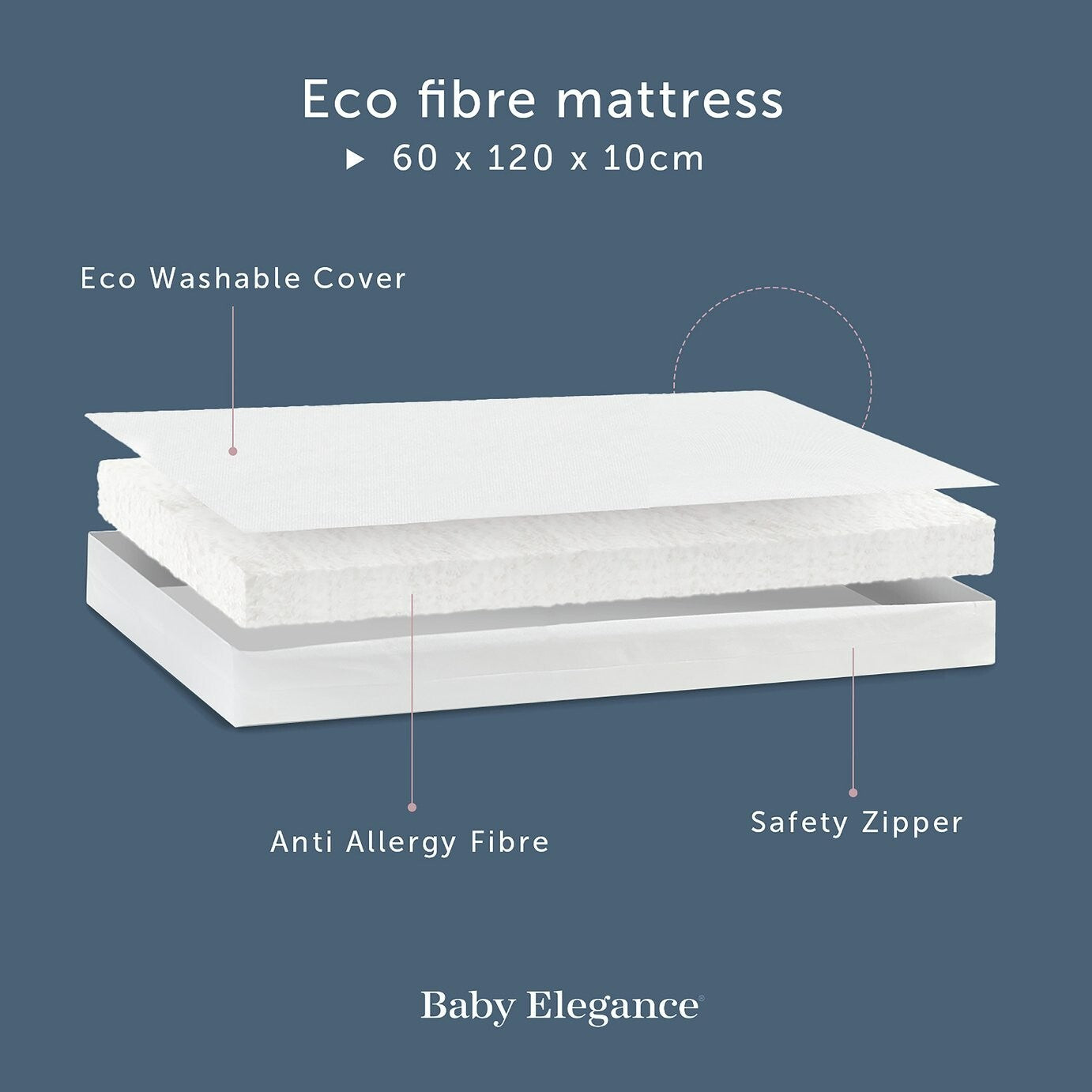 Baby Elegance Starlight Baby Cot with Mattress - White