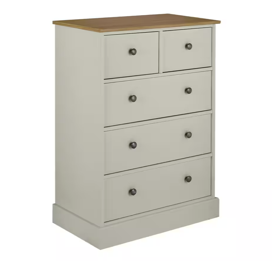 Kensington 3+2 Drw Chest - Soft Grey & Oak Effect