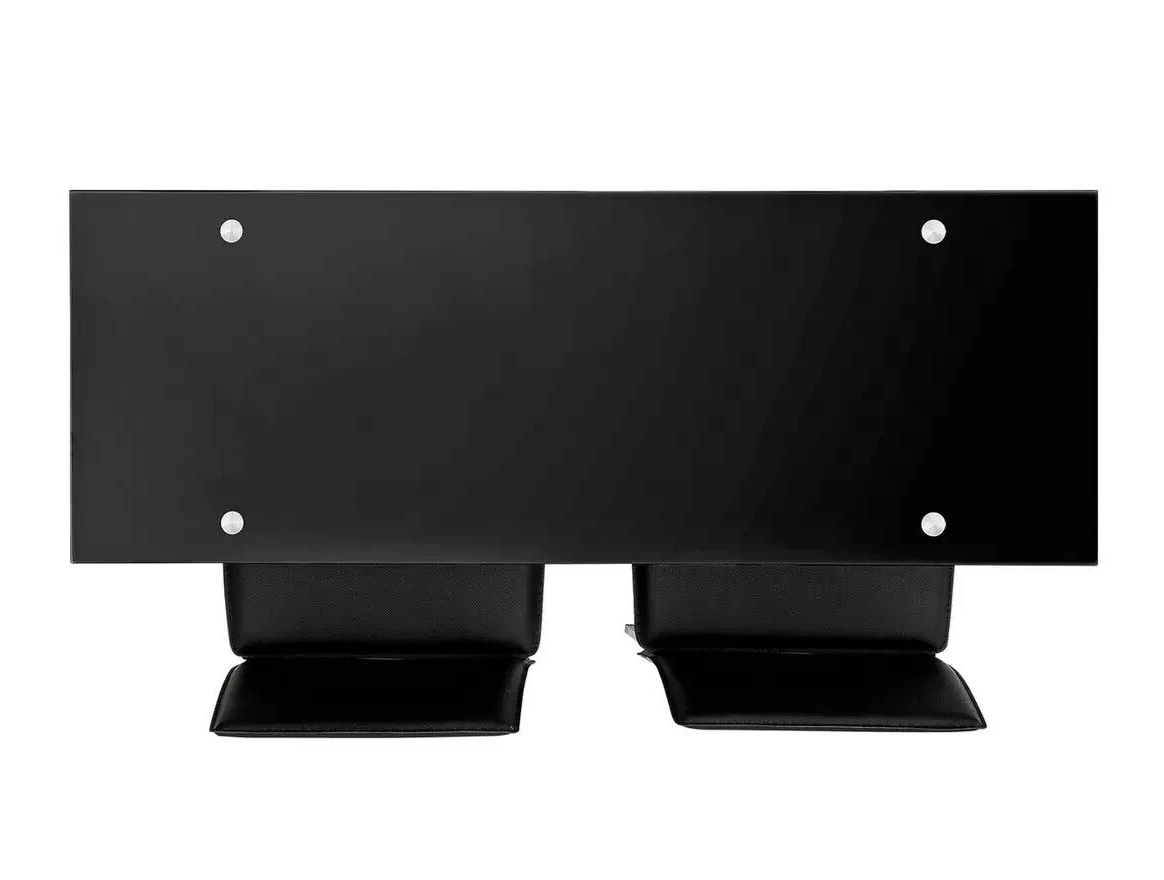 Lido Glass Dining Bar Table and 2 Chairs Black 110cm For Kitchen or Living Room