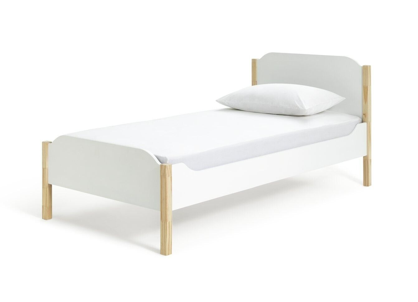 Habitat Nico Single Wooden Bed Frame - White & Pine