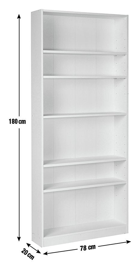 Maine 6 Shelf Bookcase - Shelving Storage Unit Display Cabinet - Black