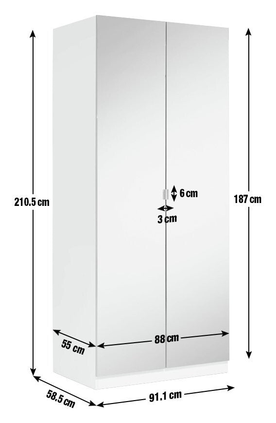 Habitat Munich 2 Door Mirror Wardrobe - Anthracite ( B Grade 33450 - 33437 )