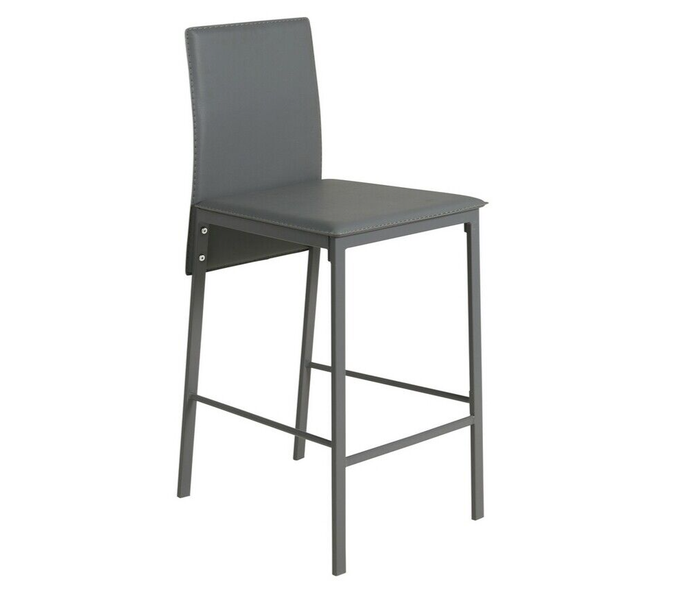 Lido Glass Bar Table & 2 Grey Chairs | Modern Kitchen Breakfast Dining Set