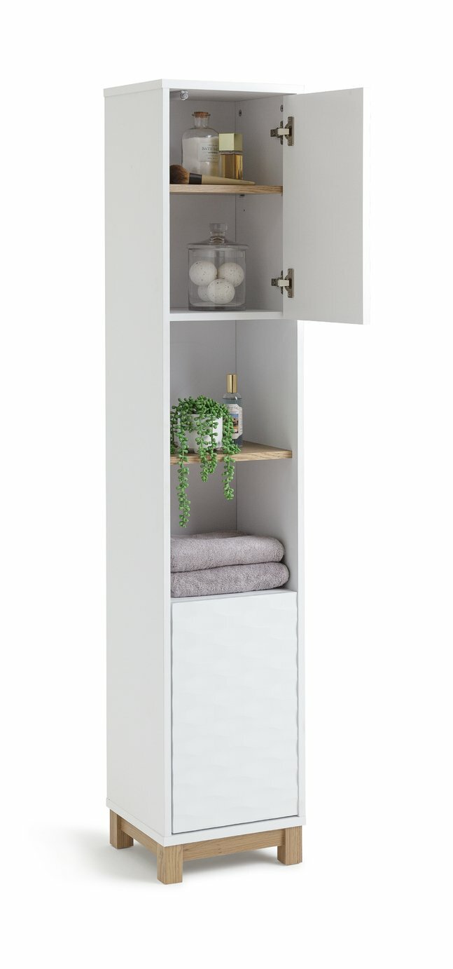 Habitat Zander Tallboy - White | Slim Storage Unit for Bedroom or Bathroom Use