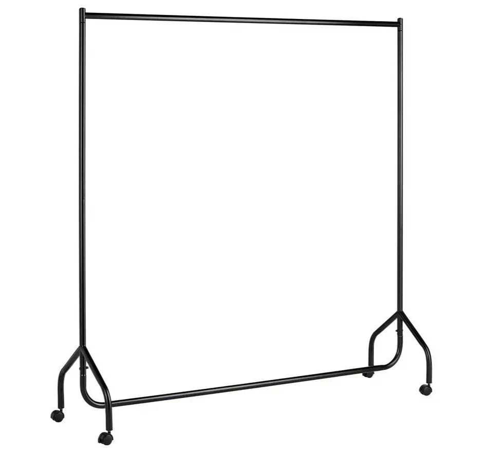 Home Single Heavy Duty Clothes Rail Black | Sturdy Durable Wardrobe Rail Clothes