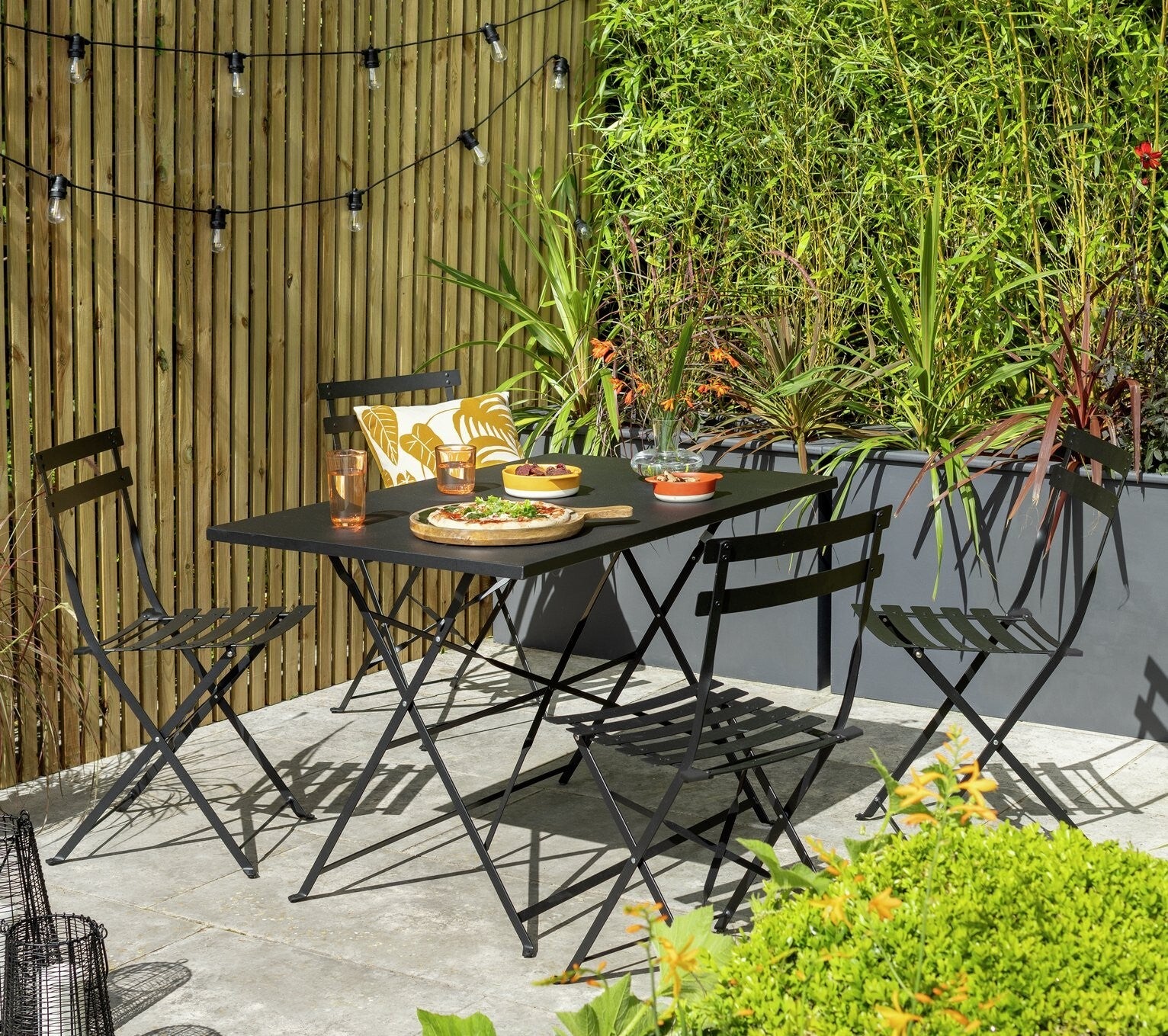 Habitat Eve 4 Seater Folding Metal Patio Set - Black (B+)