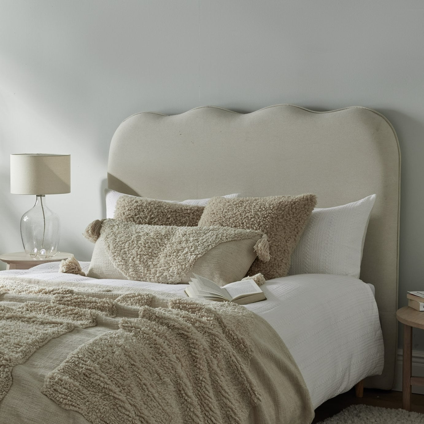 Onda Linen Kingsize Headboard - Natural | Natural Fabric Headboard
