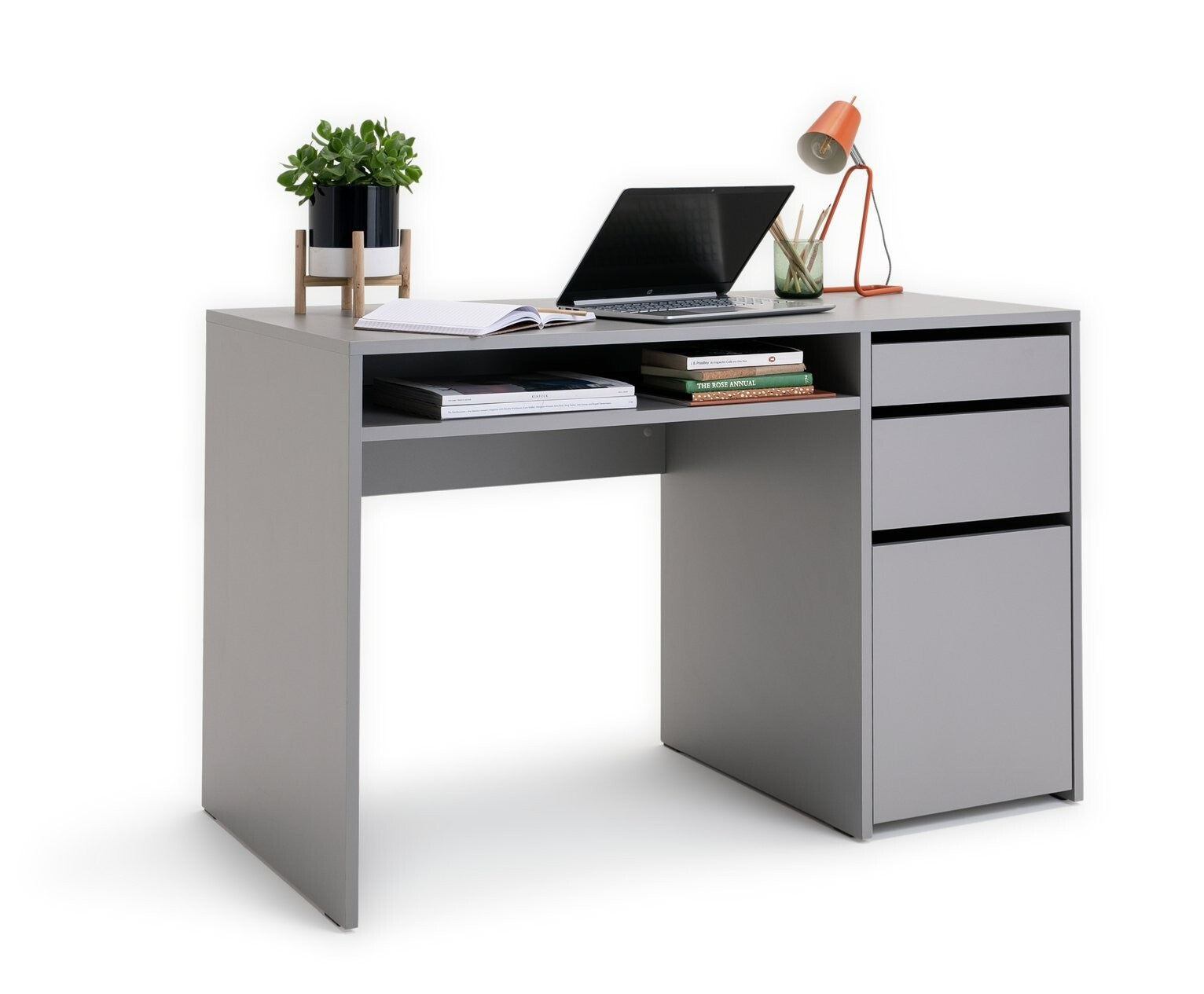 Home Pepper 2 Drawer Pedestal Office Desk - Grey