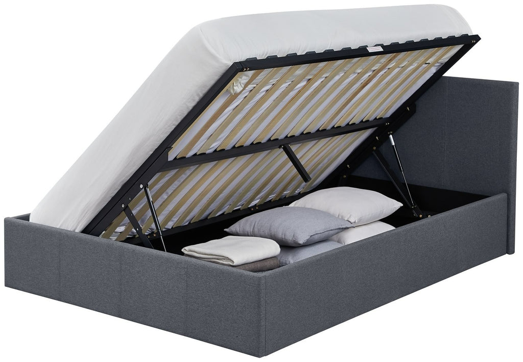 Home Heathdon Small Double Ottoman Bed Frame- Grey | Lift-up bed frame grey