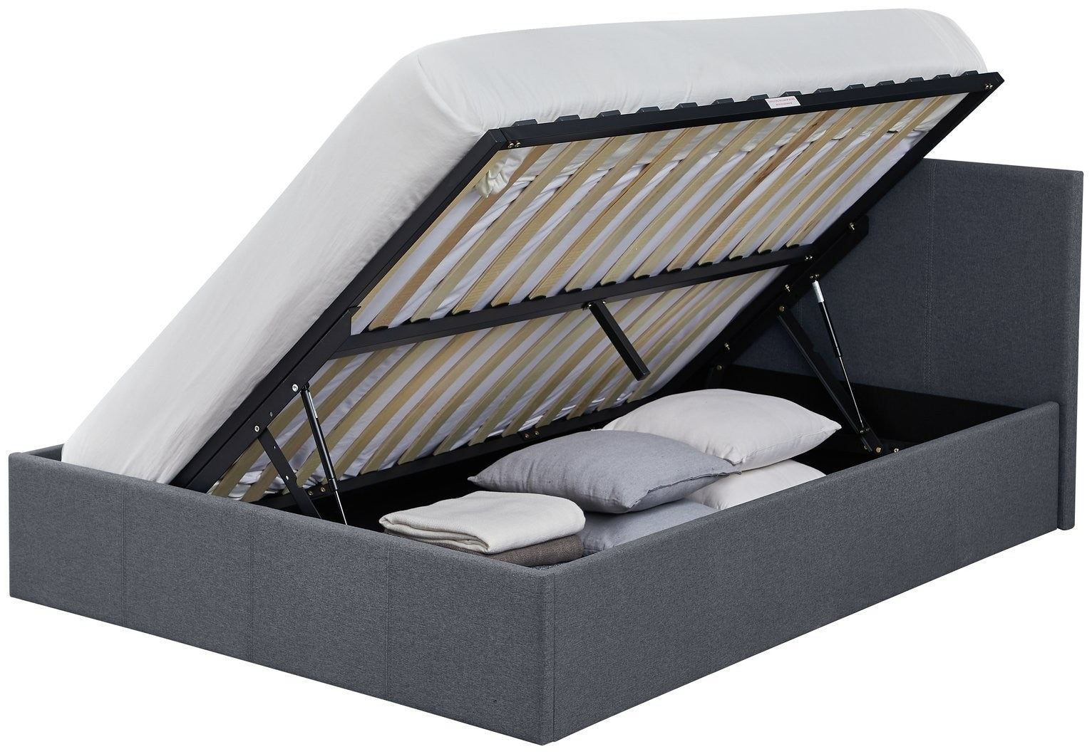 Home Heathdon Small Double Ottoman Bed Frame- Grey | Lift-up bed frame grey