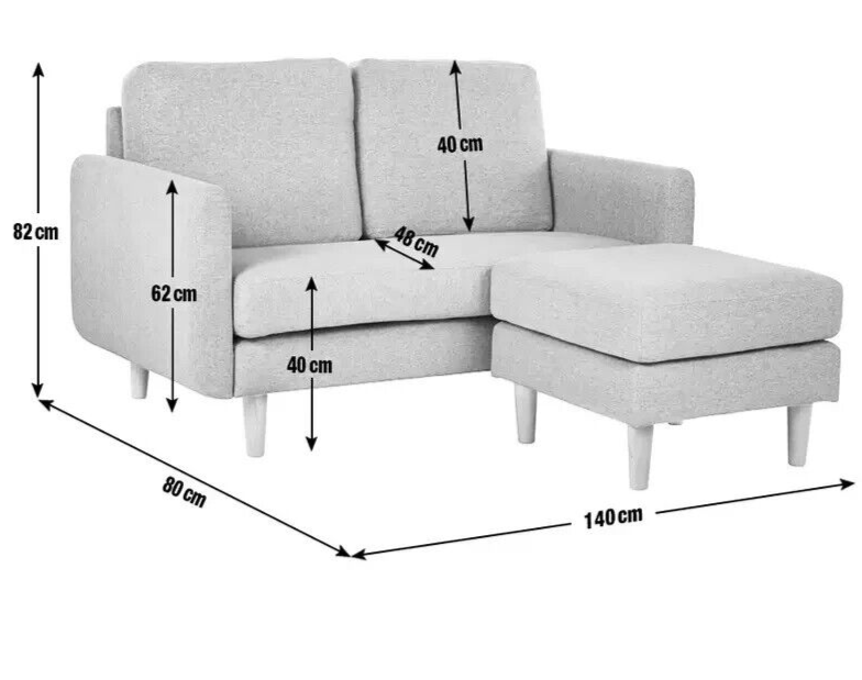 Habitat Remi Fabric 2 Seater Chaise Sofa in a box-Light Grey