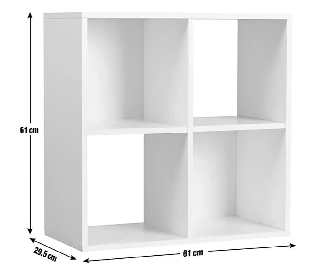 Home Squares 4 Cube Storage Unit - White | Modular Organizer Shelf Living Bed