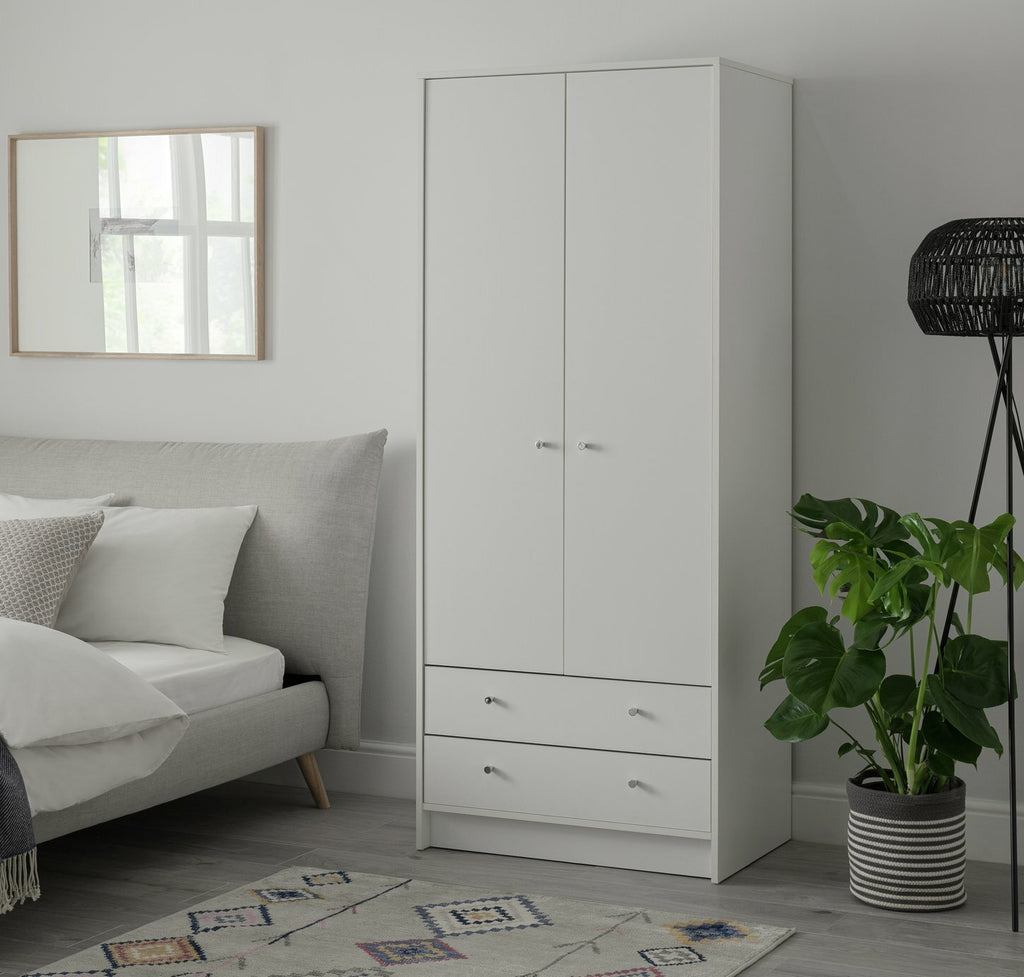 Malibu 2 Door 2 Drawer Wardrobe - White ( B Grade )