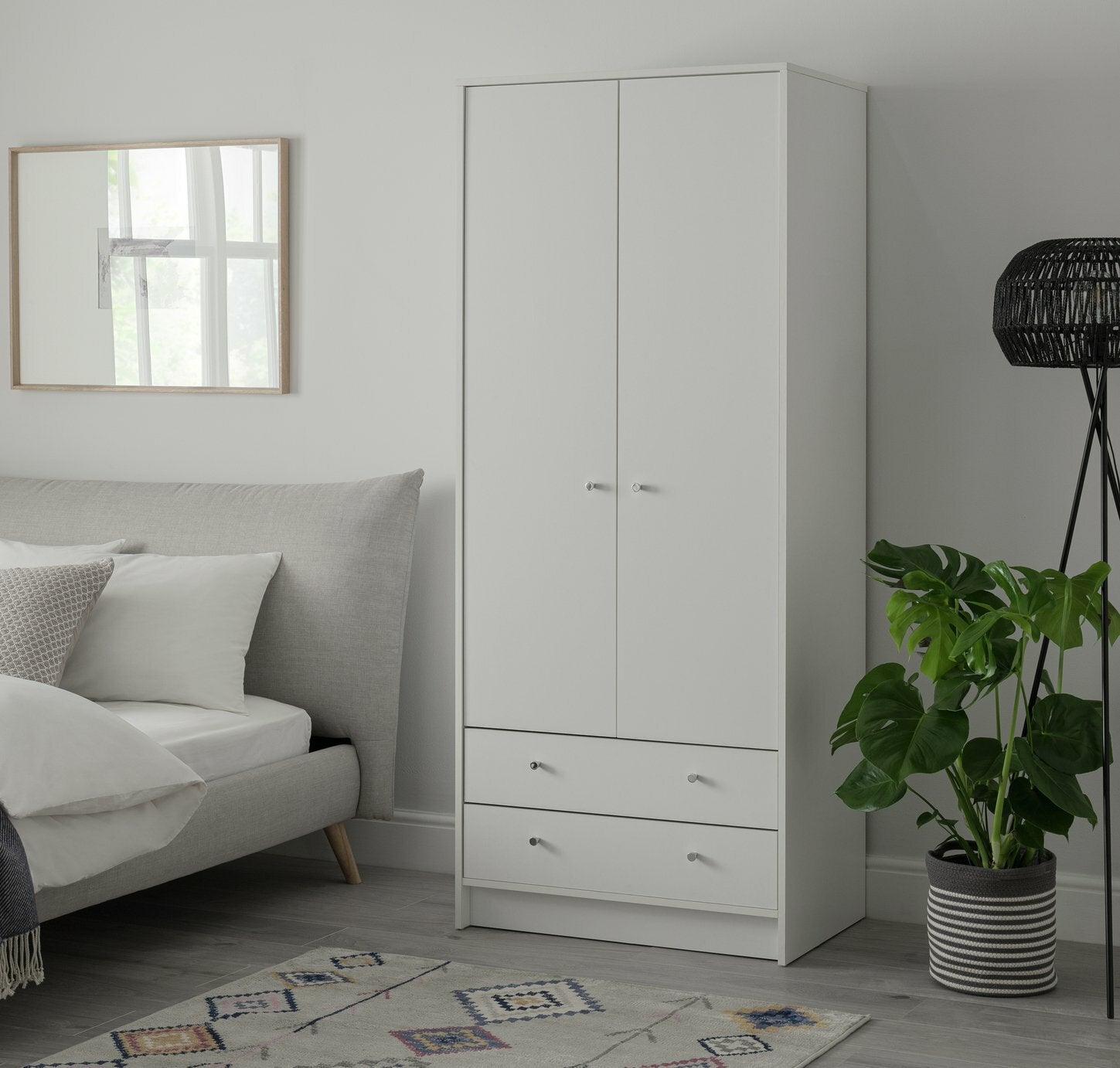 Malibu 2 Door 2 Drawer Wardrobe - White ( B Grade )