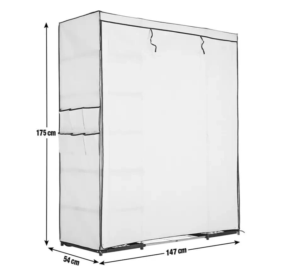Covered Metal Triple Wardrobe - Cream