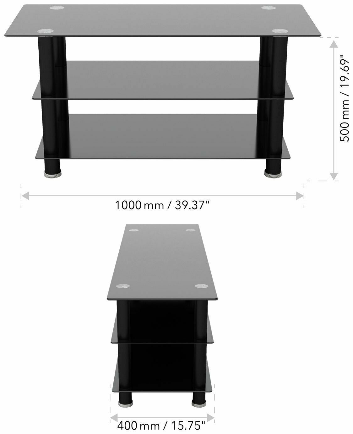 AVF TV Stand With Storage in Black - Up to 50 Inch TV Unit Glass - 100cm Wide