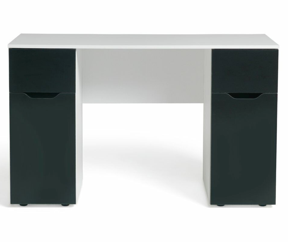 Habitat Pob Double Pedestal Desk - Black | Workstation Storage Drawers Shelves