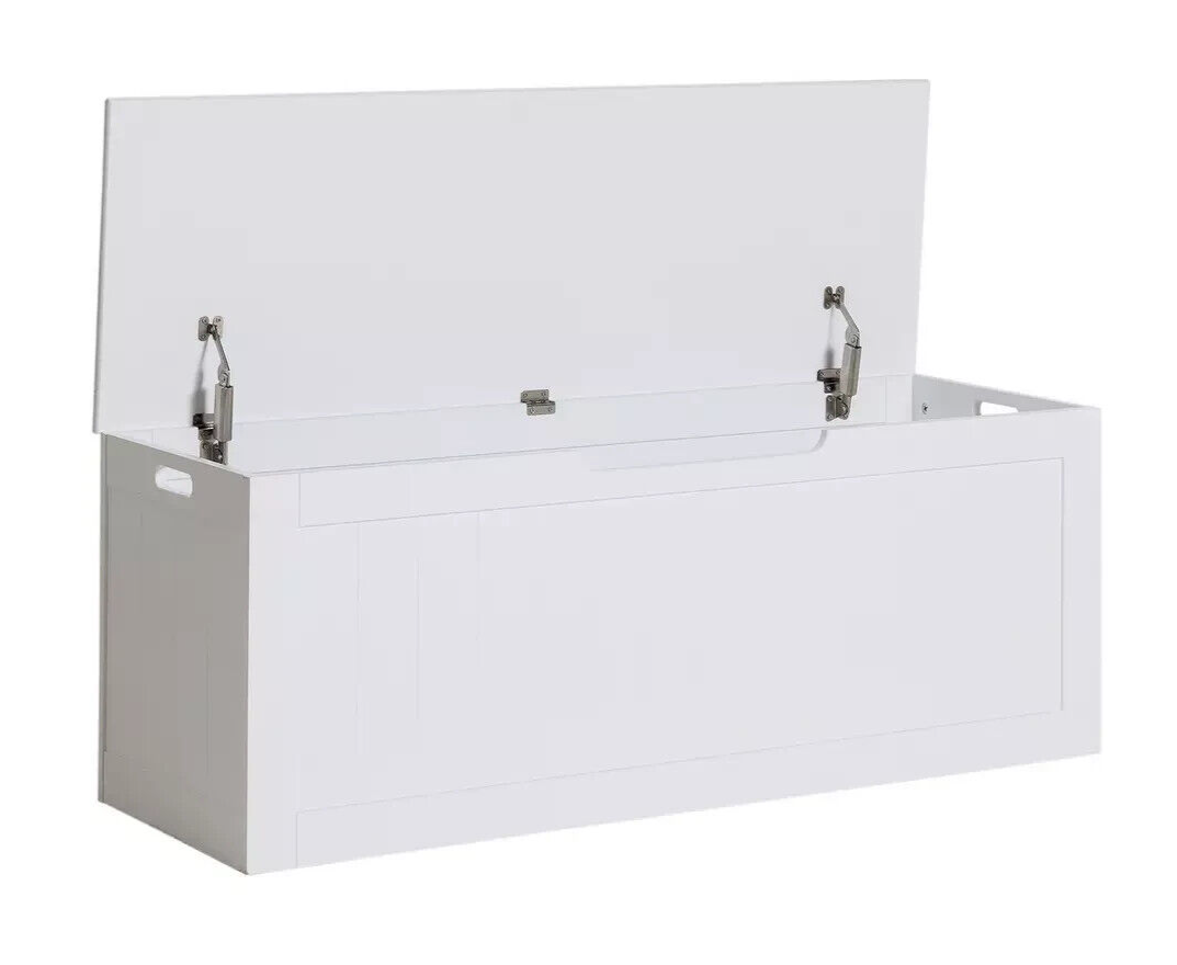 Marston XL Shaker Blanket Box White | Bedroom Storage Chest Wooden Trunk Ottoman