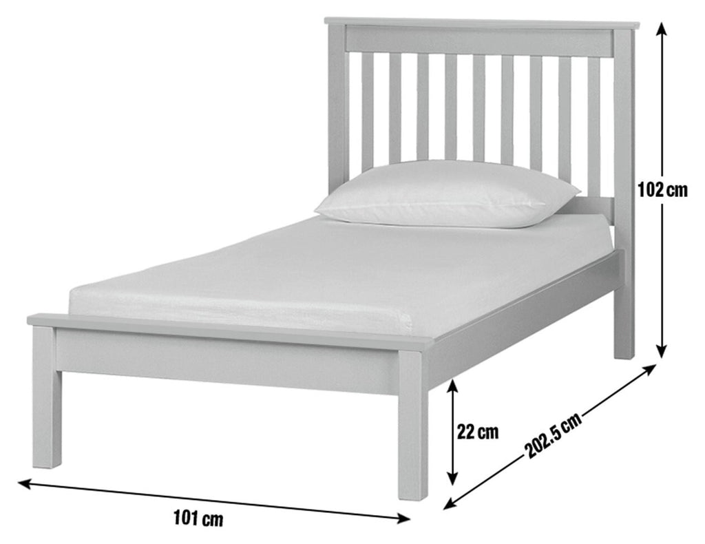 Aspley Single Wooden Bed Frame - Grey | Kids Bedroom Furniture or Guest Bed Fram