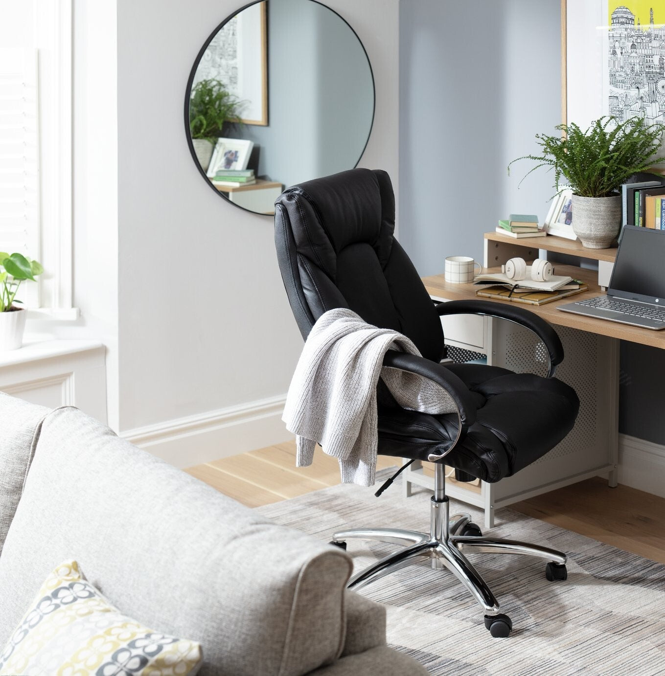 Habitat Leather Faced Office Chair - Black