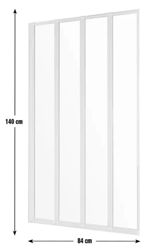 3mm 4 Fold Bath Screen Silver | Folding Shower Screen Toughened Glass Space