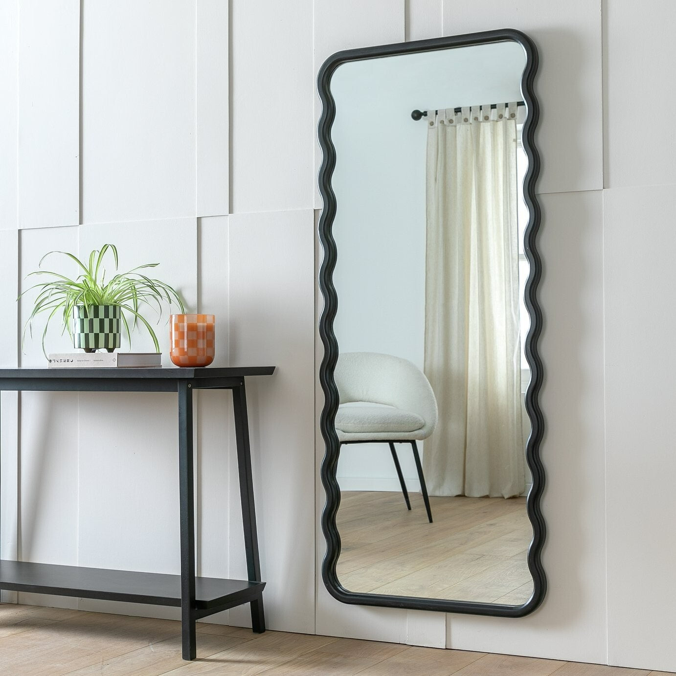 Black Wiggle Full Length Wall Mirror - 60x150cm