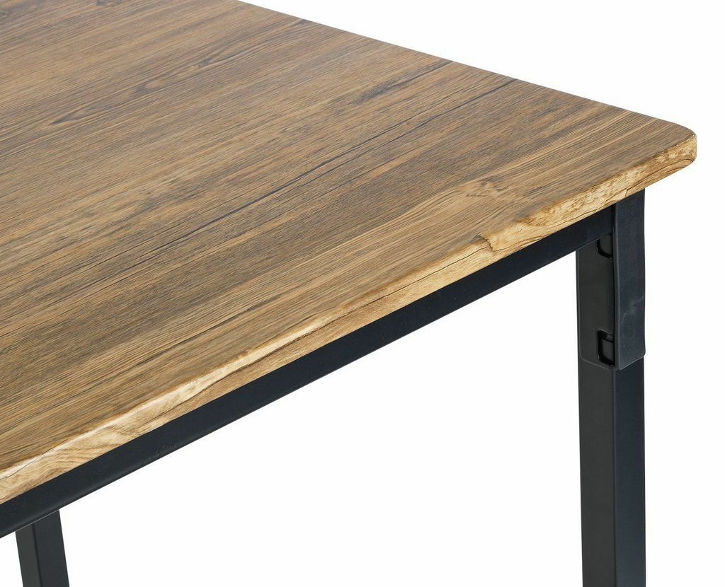 Home Bolitzo Oak Dining Table and 2 Black Benches | Industrial Style Dining Set