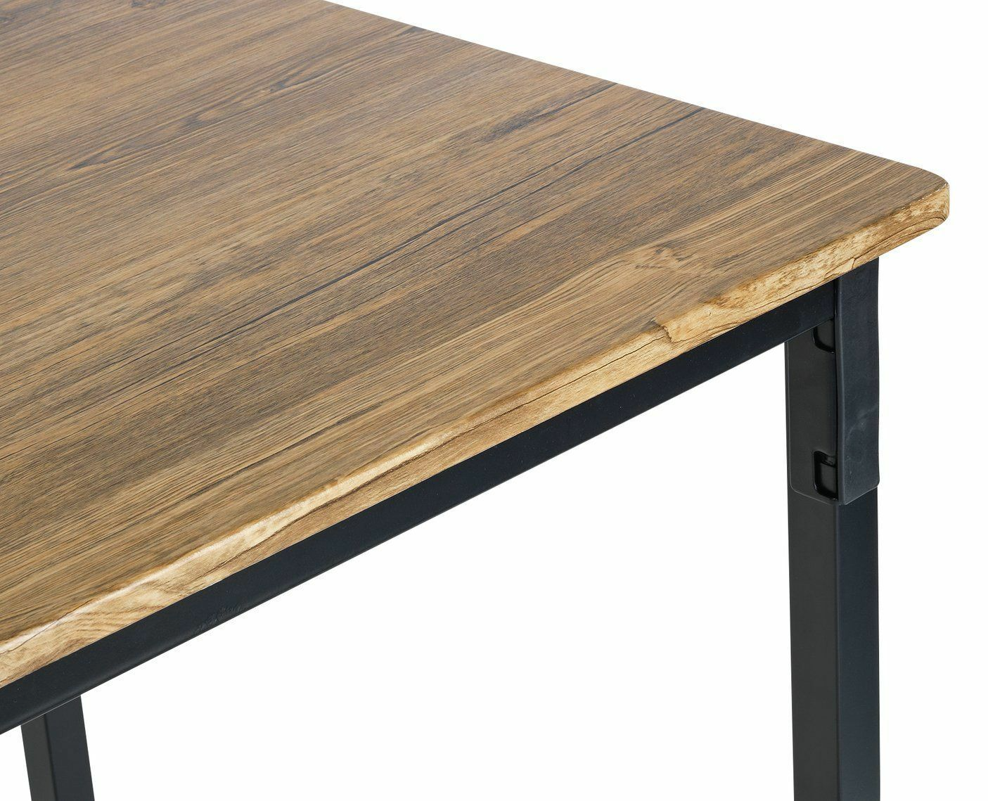 Home Bolitzo Oak Dining Table and 2 Black Benches | Industrial Style Dining Set